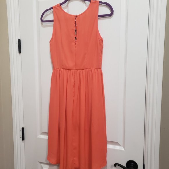 Alya Francesca's Womens Dress Coral Lattice High Low NWT Size S Small Spring - Picture 4 of 9